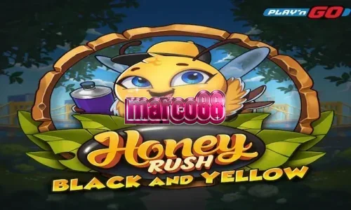 Tampilan visual slot Honey Rush Black and Yellow dengan tema kota neon